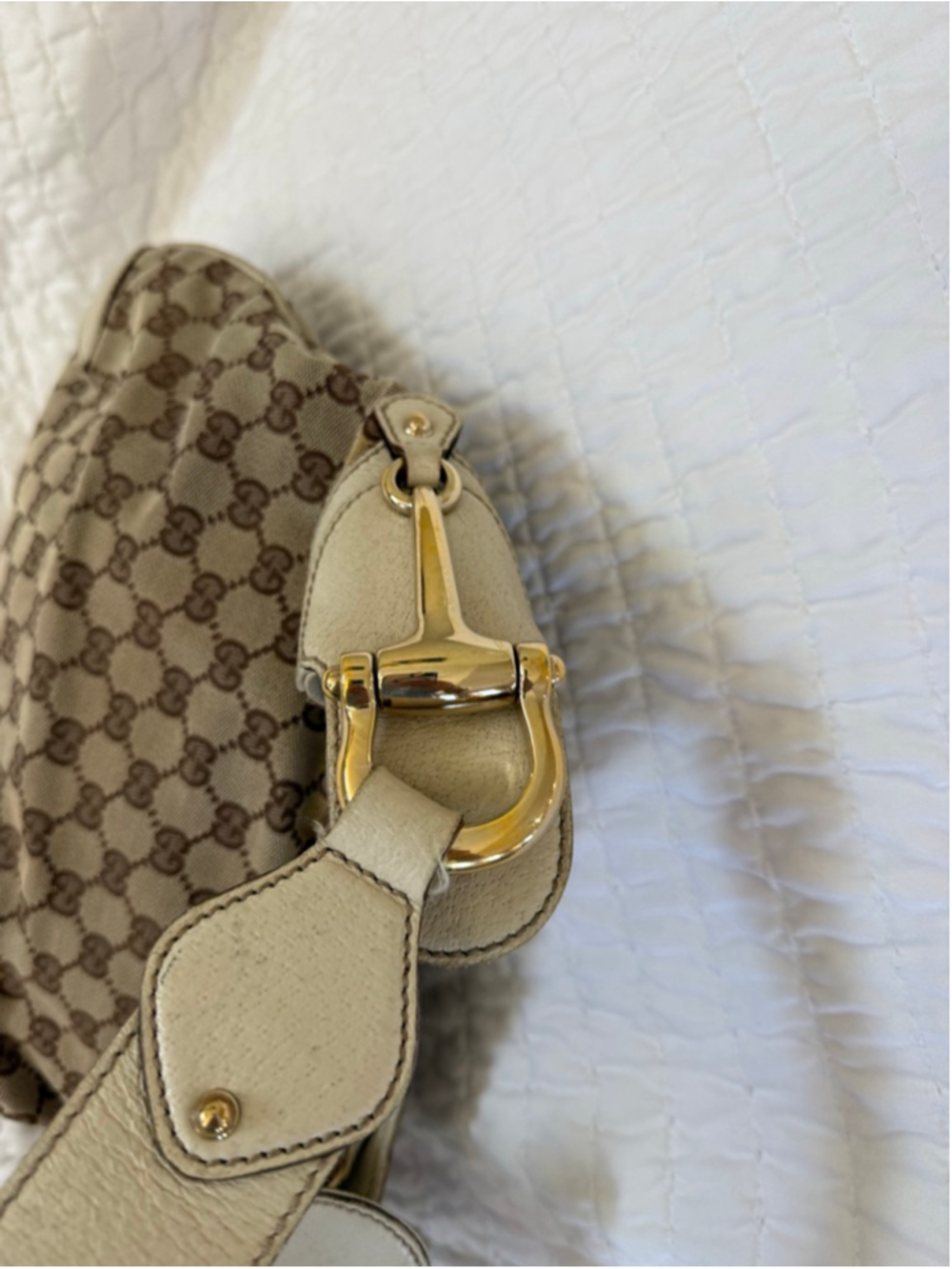 Gucci Shoulder Bag Beige Brown, rubs, wear, discoloration. - Picture 5 of 15